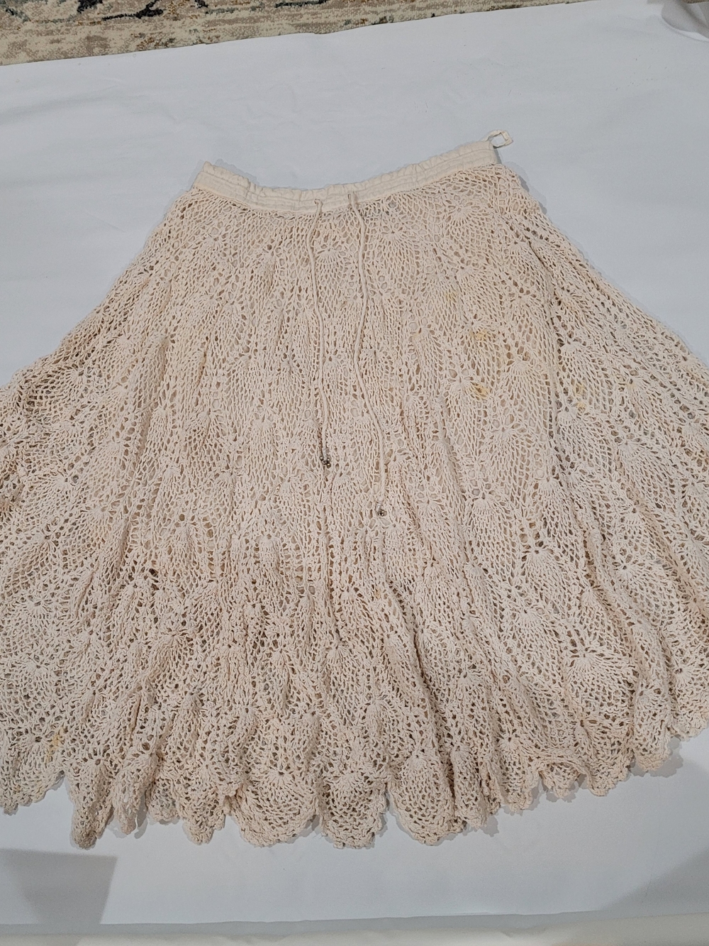 Cream Crochet A-Line Skirt